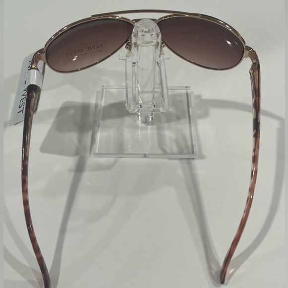 Nine West Aviator Style Brown Tortoise Colored Sunglasses with Gold Metal Frame - Picture 8 of 12